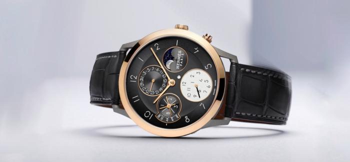 愛馬仕Slim d’Hermès Quantième Perpétuel兩地時間萬年歷腕表新添鈦金屬款式