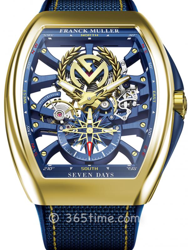 法穆蘭(FRANCK MULLER) 男裝重力先鋒游艇Franck Muller徽章鏤空表V 45 S6 SQT ANCRE FM YACHT (BL) YG