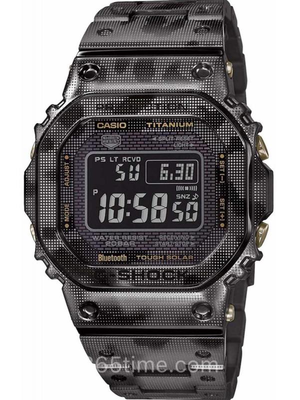 CASIO卡西歐G-SHOCK鐳射迷彩圖案鈦金屬方形腕表GMW-B5000TCM-1