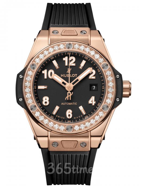 HUBLOT宇舶Big Bang“一鍵式”王金黑色王金鑲鉆款485.OX.1280.RX.1204