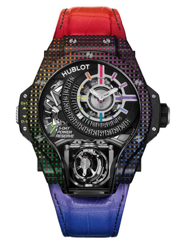 HUBLOT宇舶MP-09雙軸陀飛輪5天動力儲存彩虹3D立體碳纖維909.QDRB.1120.LR