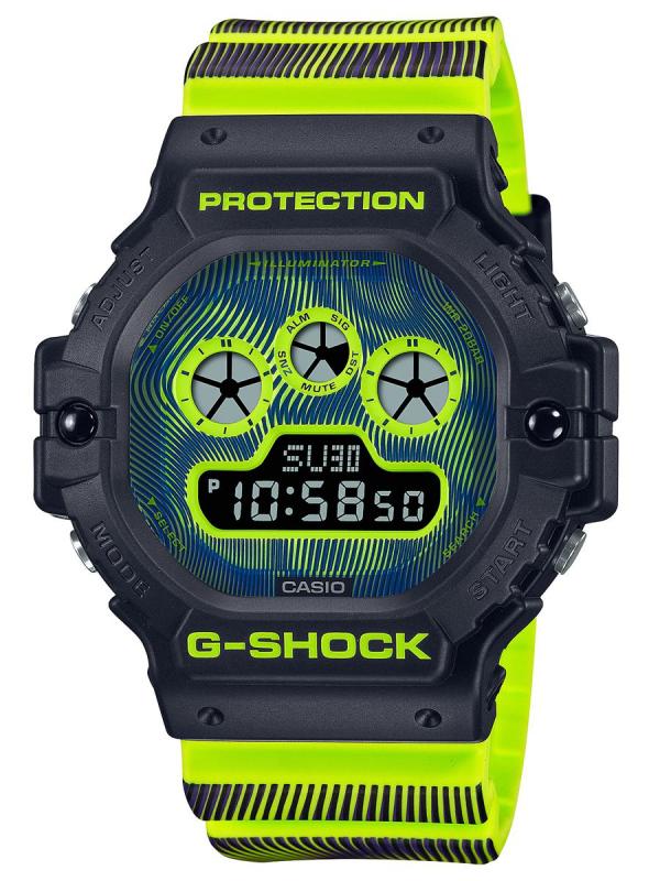 卡西歐G-SHOCK時空扭曲主題熒光黃液晶DW-5900TD-9