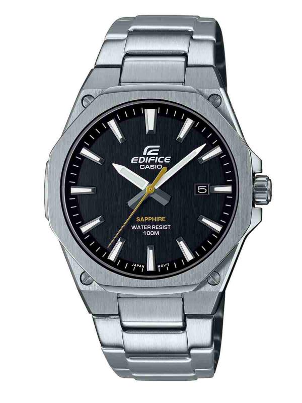 卡西歐EDIFICE輕薄款全鋼黑盤大三針EFR-S108YD-1AV