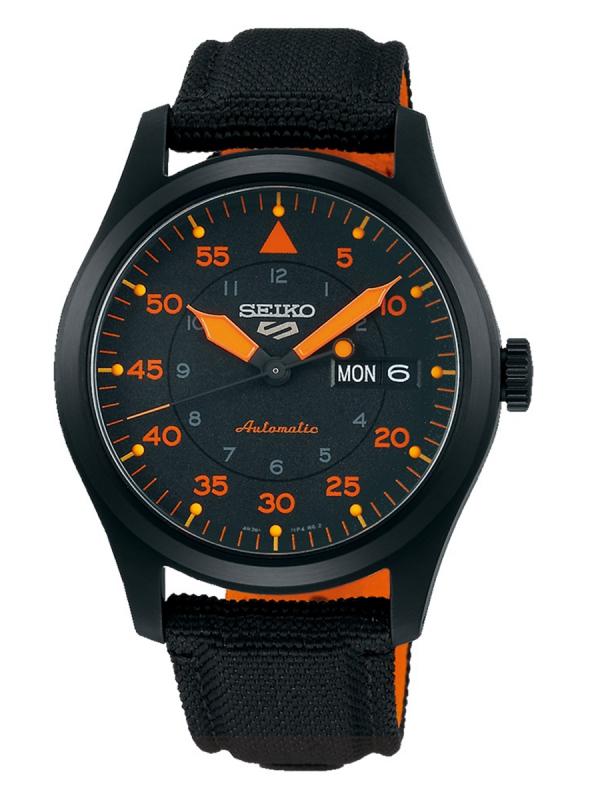 Seiko精工5 Sports Field Street Style 黑橙款飛行員SRPH33