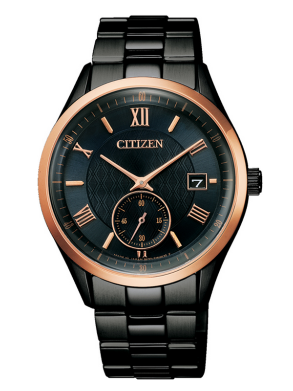  Citizen西鐵城Eco-Drive黑色間粉金光動能小三針光動能限量款BV1124-90L