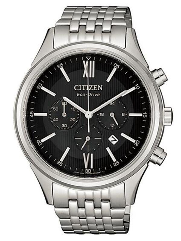  Citizen西鐵城Eco-Drive精鋼黑盤銀針光動能計時碼表CA4410-84E