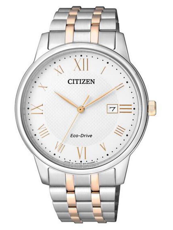 Citizen西鐵城Eco-Drive系列間金白盤金針光動能大三針腕表BM6974-51A